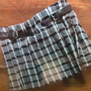 Plaid Skirt with Buckle Accents